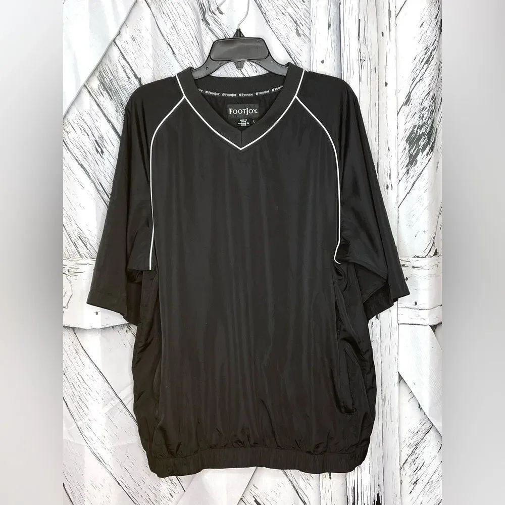 Footjoy Golf Pullover V-Neck Windbreaker Rain Polyester Short Sleeves L